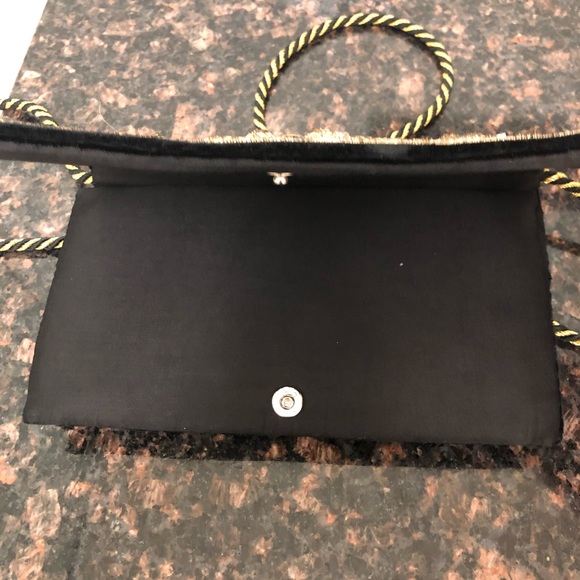 Vintage Black Velvet Peacock Beaded Cocktail Purse - Picture 5 of 7